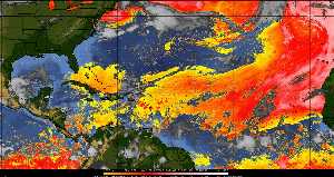 Météo tropicale : Air sec et densité de poussière dans l'air.