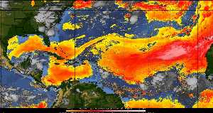 Météo tropicale : Air sec et densité de poussière dans l'air.