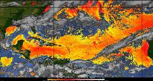 Météo tropicale : Air sec et densité de poussière dans l'air.