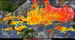 Météo tropicale : Air sec et densité de poussière dans l'air.