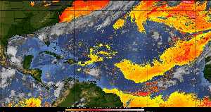 Météo tropicale : Air sec et densité de poussière dans l'air.