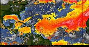 Météo tropicale : Air sec et densité de poussière dans l'air.