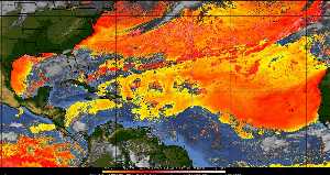 Météo tropicale : Air sec et densité de poussière dans l'air.