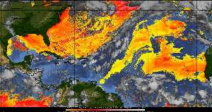 Météo tropicale : Air sec et densité de poussière dans l'air.