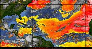 Météo tropicale : Air sec et densité de poussière dans l'air.