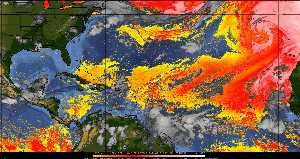 Météo tropicale : Air sec et densité de poussière dans l'air.