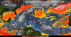 Météo tropicale : Air sec et densité de poussière dans l'air.