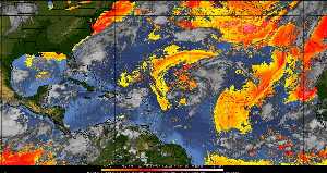 Météo tropicale : Air sec et densité de poussière dans l'air.