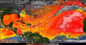 Météo tropicale : Air sec et densité de poussière dans l'air.