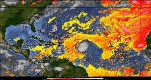 Météo tropicale : Air sec et densité de poussière dans l'air.