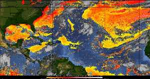 Météo tropicale : Air sec et densité de poussière dans l'air.