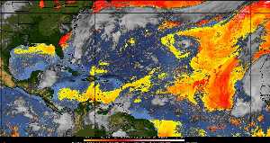 Météo tropicale : Air sec et densité de poussière dans l'air.