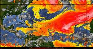 Météo tropicale : Air sec et densité de poussière dans l'air.