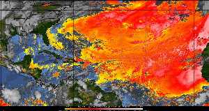 Météo tropicale : Air sec et densité de poussière dans l'air.