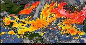 Météo tropicale : Air sec et densité de poussière dans l'air.