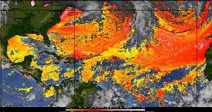 Météo tropicale : Air sec et densité de poussière dans l'air.