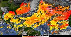 Météo tropicale : Air sec et densité de poussière dans l'air.