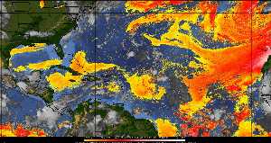 Météo tropicale : Air sec et densité de poussière dans l'air.