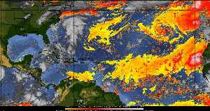 Tropical weather: Dry air and density of dust in the air.