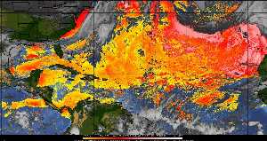 Météo tropicale : Air sec et densité de poussière dans l'air.