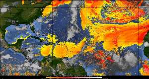 Météo tropicale : Air sec et densité de poussière dans l'air.