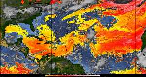 Météo tropicale : Air sec et densité de poussière dans l'air.