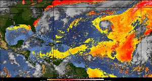 Météo tropicale : Air sec et densité de poussière dans l'air.