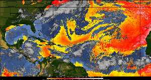 Météo tropicale : Air sec et densité de poussière dans l'air.