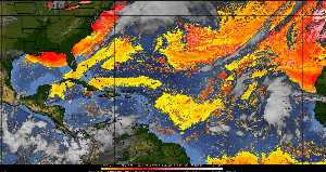 Météo tropicale : Air sec et densité de poussière dans l'air.
