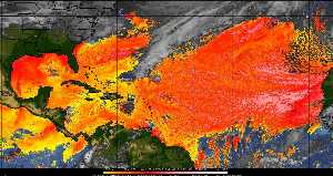 Météo tropicale : Air sec et densité de poussière dans l'air.
