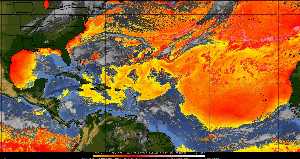 Météo tropicale : Air sec et densité de poussière dans l'air.