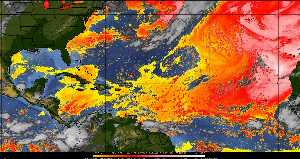Météo tropicale : Air sec et densité de poussière dans l'air.