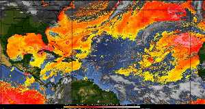 Météo tropicale : Air sec et densité de poussière dans l'air.
