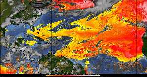 Météo tropicale : Air sec et densité de poussière dans l'air.