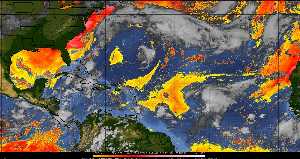 Météo tropicale : Air sec et densité de poussière dans l'air.