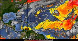 Météo tropicale : Air sec et densité de poussière dans l'air.
