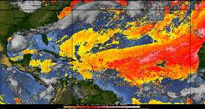 Météo tropicale : Air sec et densité de poussière dans l'air.