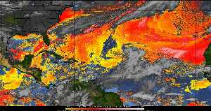Météo tropicale : Air sec et densité de poussière dans l'air.