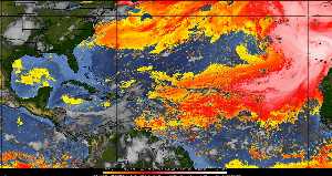 Météo tropicale : Air sec et densité de poussière dans l'air.