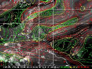 Météo tropicale : Carte des vents de cisaillement.