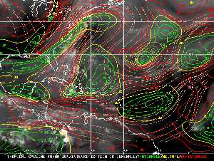 Météo tropicale : Carte des vents de cisaillement.