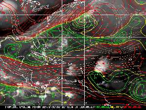 Météo tropicale : Carte des vents de cisaillement.