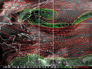 Météo tropicale : Carte des vents de cisaillement.