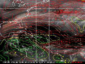 Météo tropicale : Carte des vents de cisaillement.