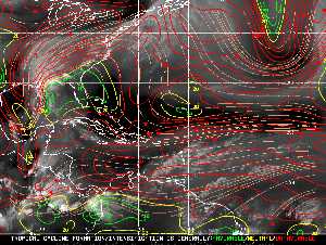 Météo tropicale : Carte des vents de cisaillement.