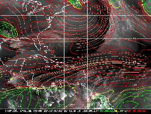 Météo tropicale : Carte des vents de cisaillement.