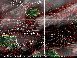 Météo tropicale : Carte des vents de cisaillement.