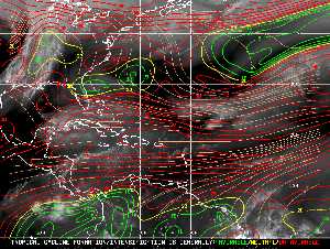 Météo tropicale : Carte des vents de cisaillement.