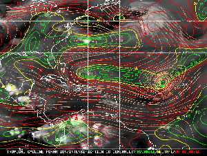 Météo tropicale : Carte des vents de cisaillement.
