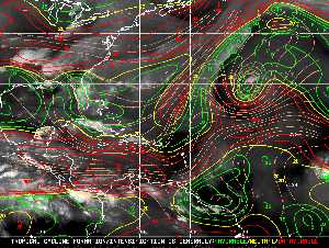 Météo tropicale : Carte des vents de cisaillement.
